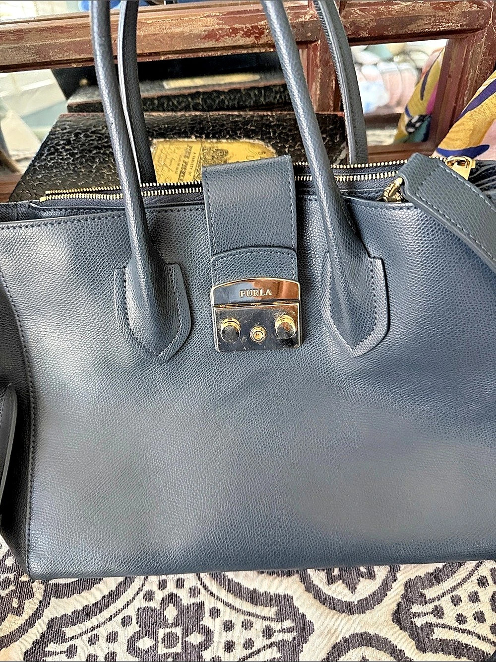 Furla Amelia Tote Leather Blue